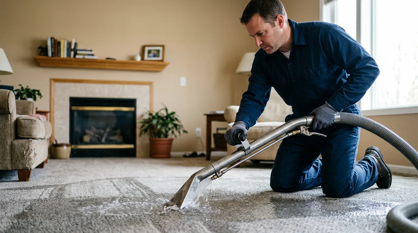 Water damage restoration technician working near Naubinway, MI